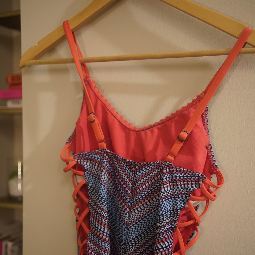 One Piece Swimsuit Colorful with Ladder Cutouts